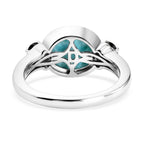 D'Joy Larimar, Blauer Saphir Ring 925 Silber Platiniert (Größe 16.00) ca. 3,31 ct