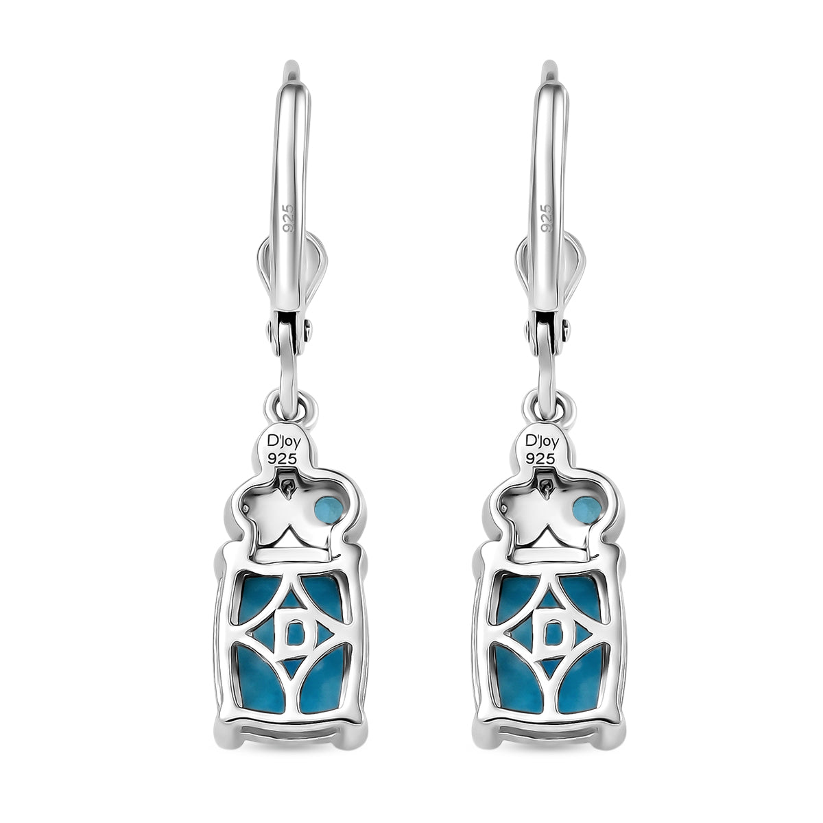 D'Joy AA Larimar, Neon Apatit Ohrringe 925 Silber Rhodiniert 4.64 ct