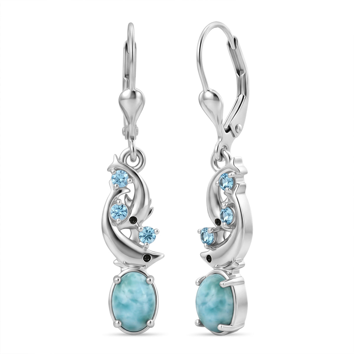 D'Joy Larimar, Himmelblauer Topas Ohrringe 925 Silber Rhodiniert ca. 2.34 ct