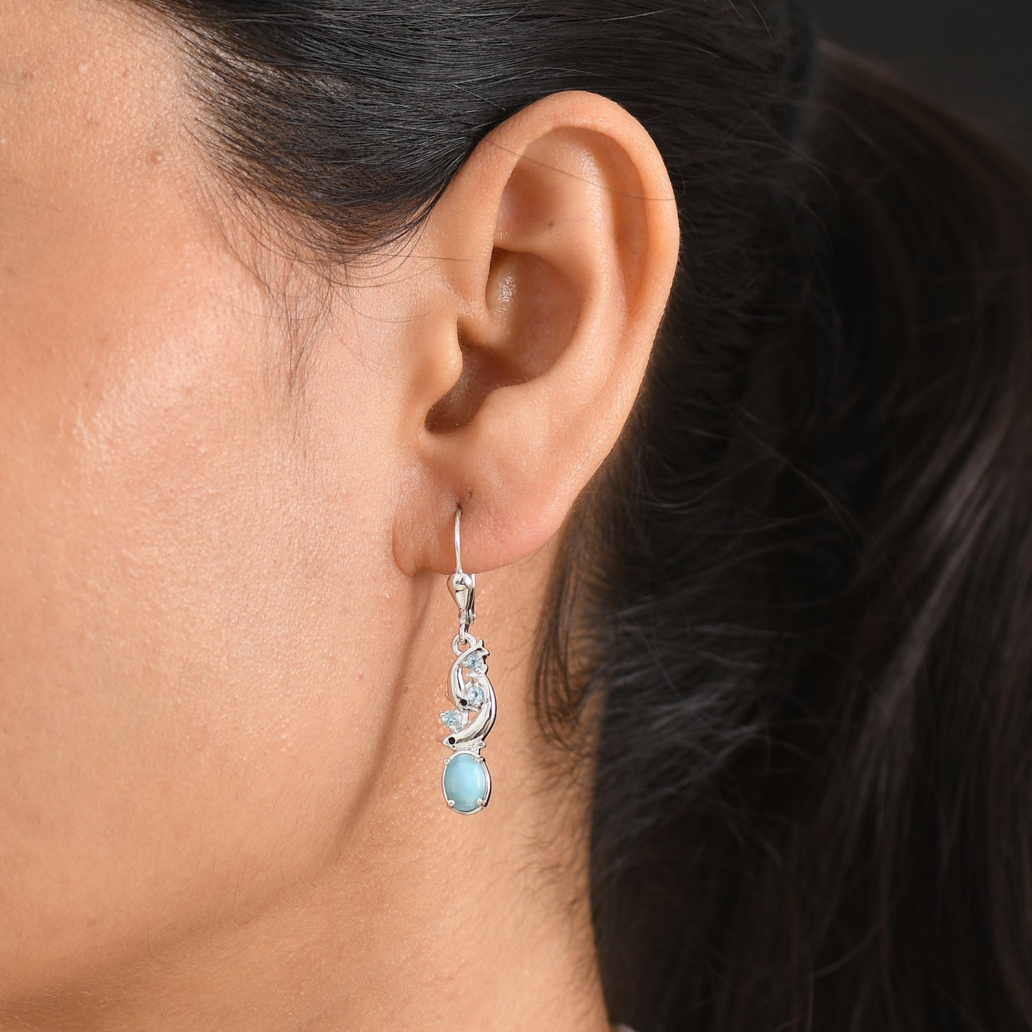 D'Joy Larimar, Himmelblauer Topas Ohrringe 925 Silber Rhodiniert ca. 2.34 ct