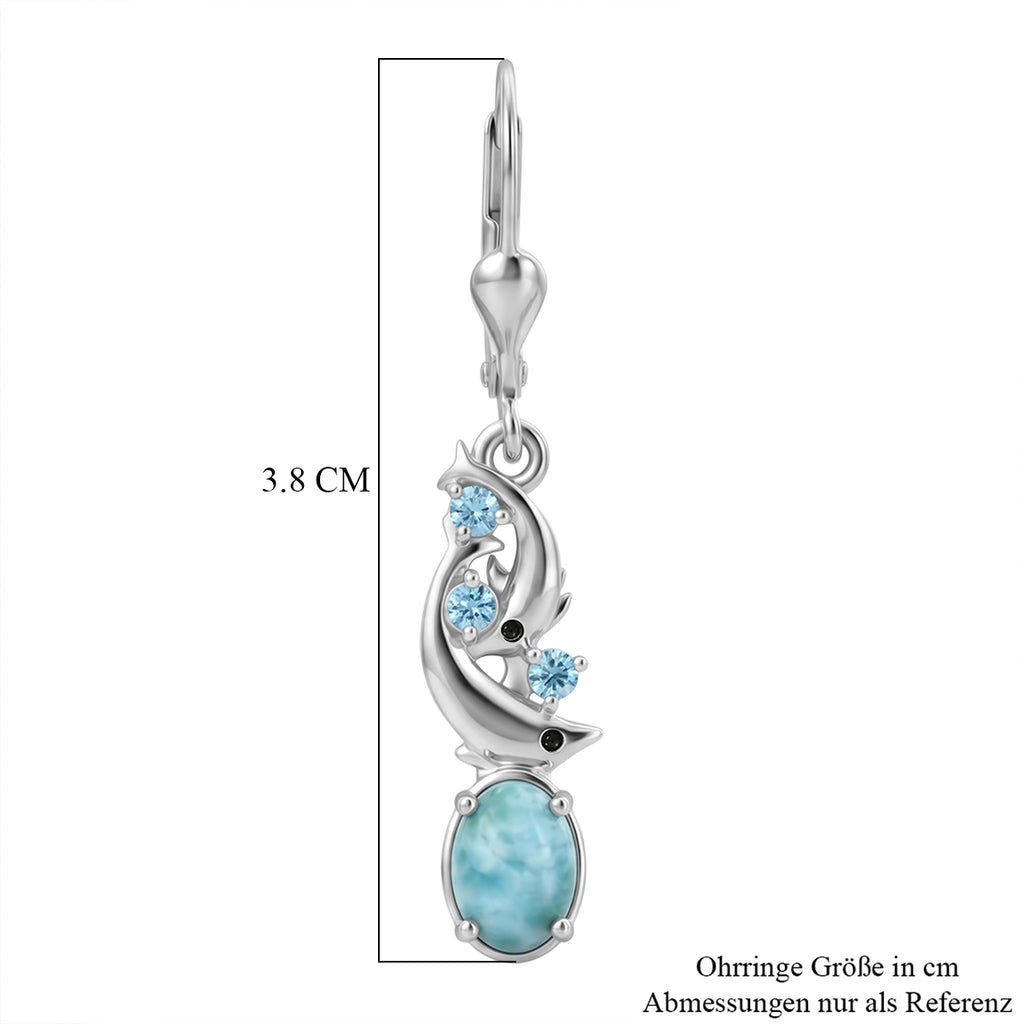 D'Joy Larimar, Himmelblauer Topas Ohrringe 925 Silber Rhodiniert ca. 2.34 ct