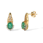 D'Joy Smaragd Triplett Quarz und Zirkon Ohrringe, 925 Silber in Goldton - 2,23 ct.