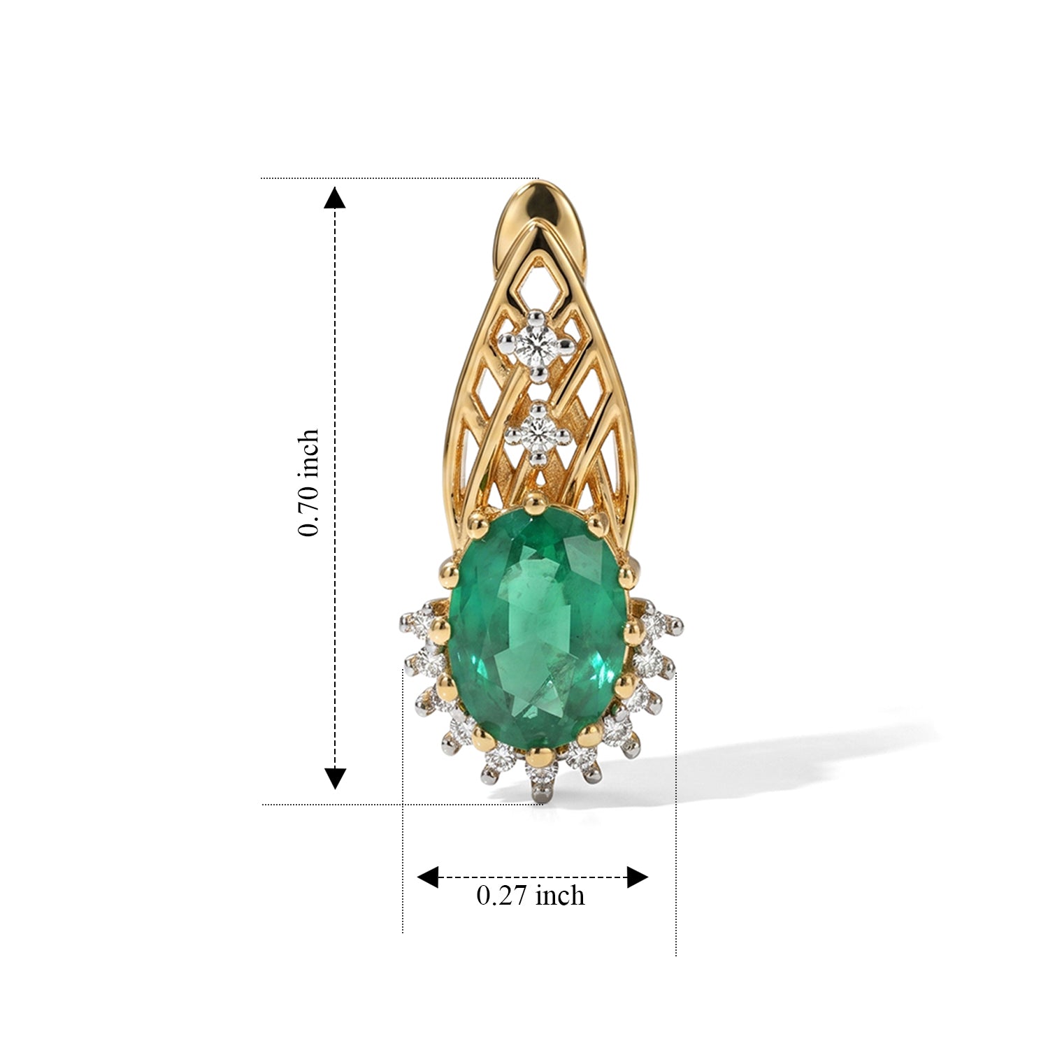D'Joy Smaragd-Quarz Triplette, Weißer Zirkon Ohrringe 925 Silber Gold ca. 2.23 ct