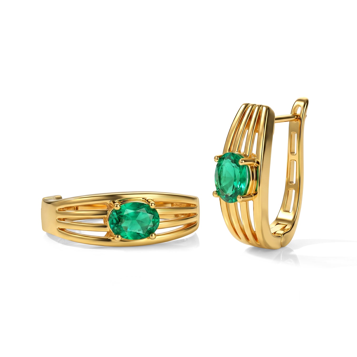 EVER TRUE Smaragd-Quarz Triplette Ohrringe Nickelfreies Messing ca. 2,03 ct.
