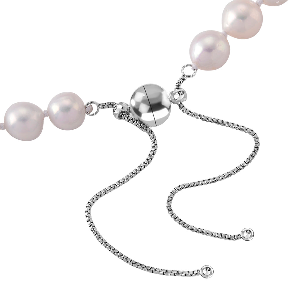 ONE TIME CLOSE OUT DEAL - Weiße Edison Perle (9-10 mm) Halskette ca. Flexibles cm 316L Edelstahl