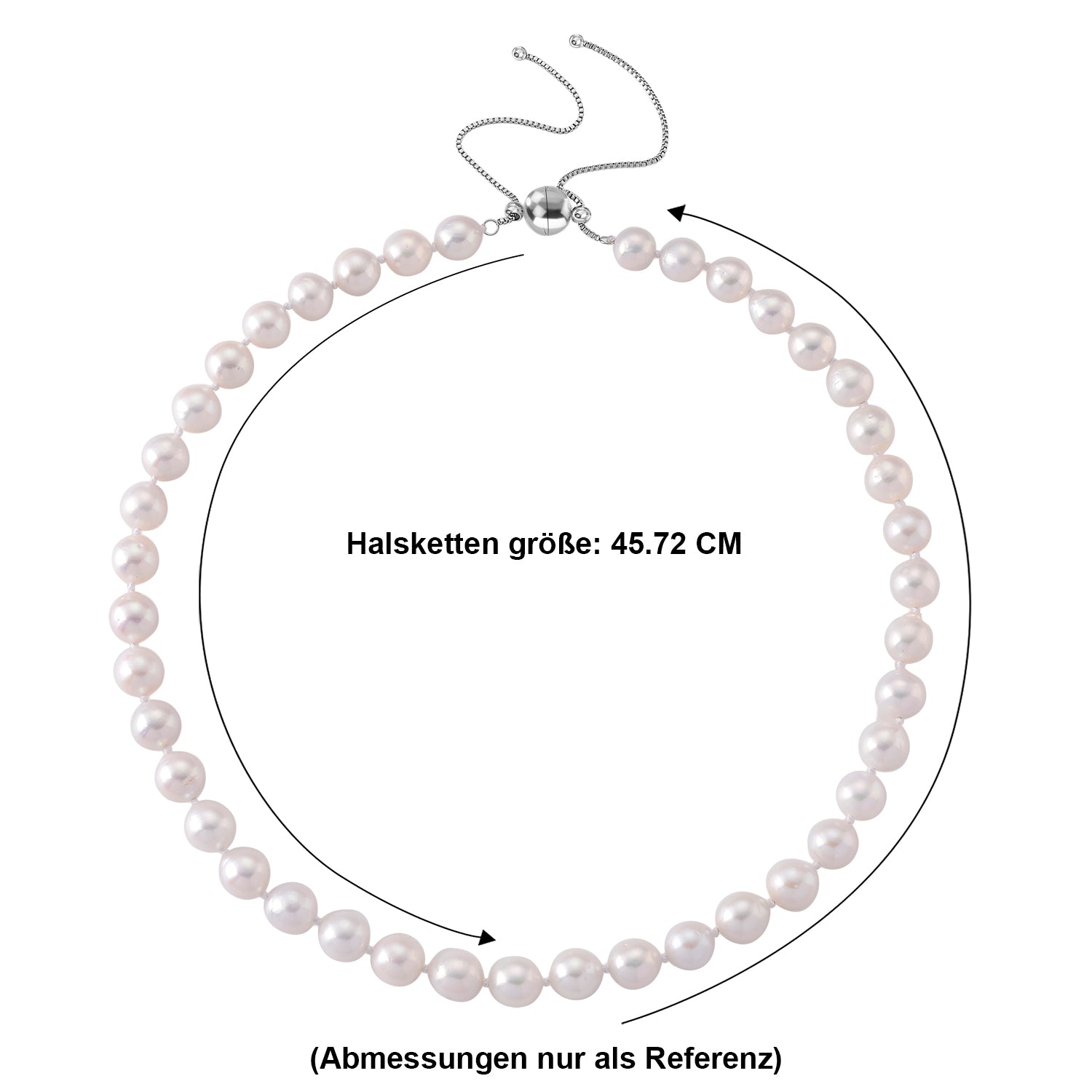 ONE TIME CLOSE OUT DEAL - Weiße Edison Perle (9-10 mm) Halskette ca. Flexibles cm 316L Edelstahl