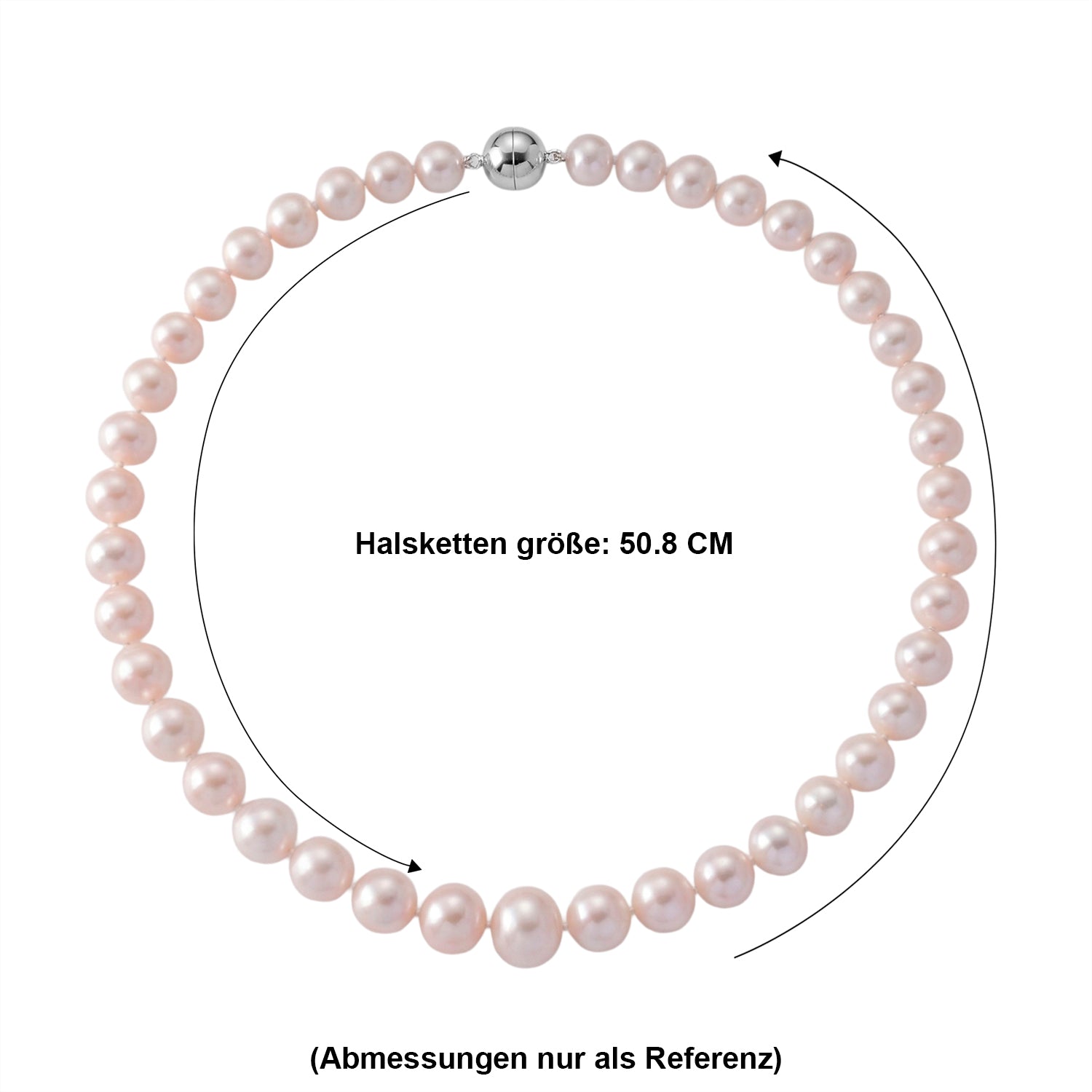 D'Joy AAA Weiße Edison Perle (11-13 mm) Halskette ca. 50 cm 925 Silber Rhodiniert