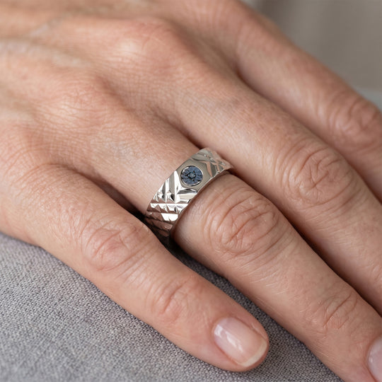 D'Joy Blauer Diamant Ring 925 Silber Platiniert (Größe 21.00)