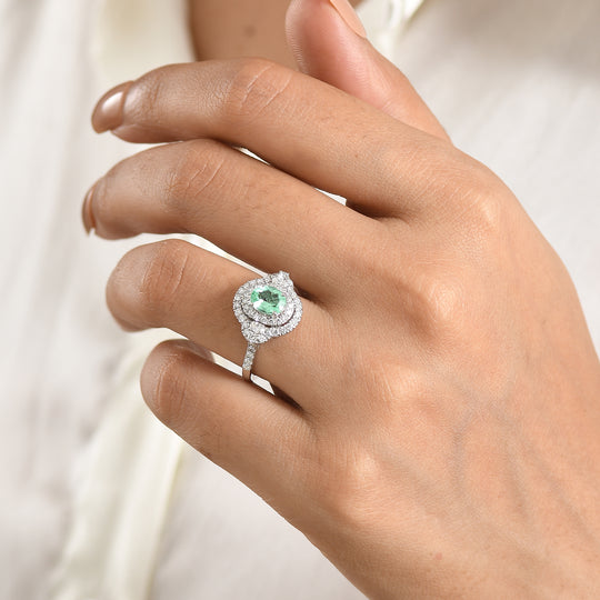 Rhapsody AAAA Paraiba Turmalin, Weißer Diamant Ring 950 Platin (Größe 18.00)   ca. 1,74 ct