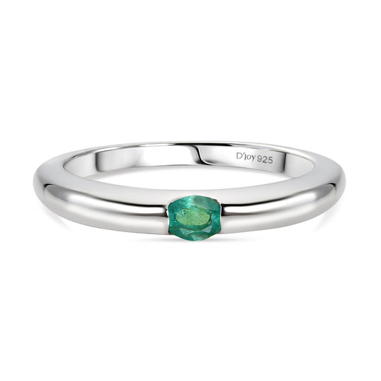 D'Joy Kagem Sambischer Smaragd Ring 925 Silber Platiniert (Größe 17.00) ca. 0.16 ct