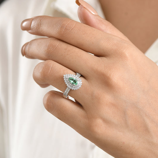 Rhapsody AAAA Paraiba Turmalin, Weißer Diamant Ring 950 Platin (Größe 18.00)  ca. 1,57 ct
