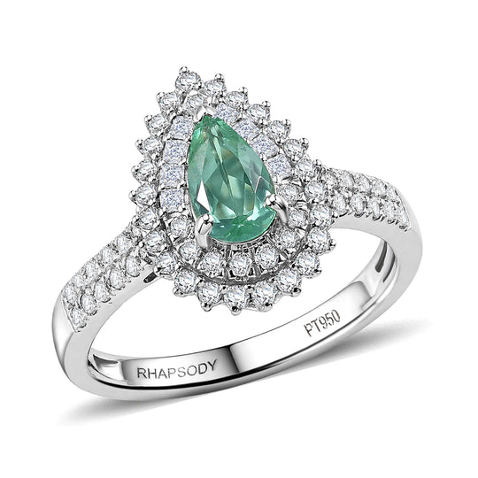 Rhapsody AAAA Paraiba Turmalin, Weißer Diamant Ring 950 Platin (Größe 18.00)  ca. 1,57 ct