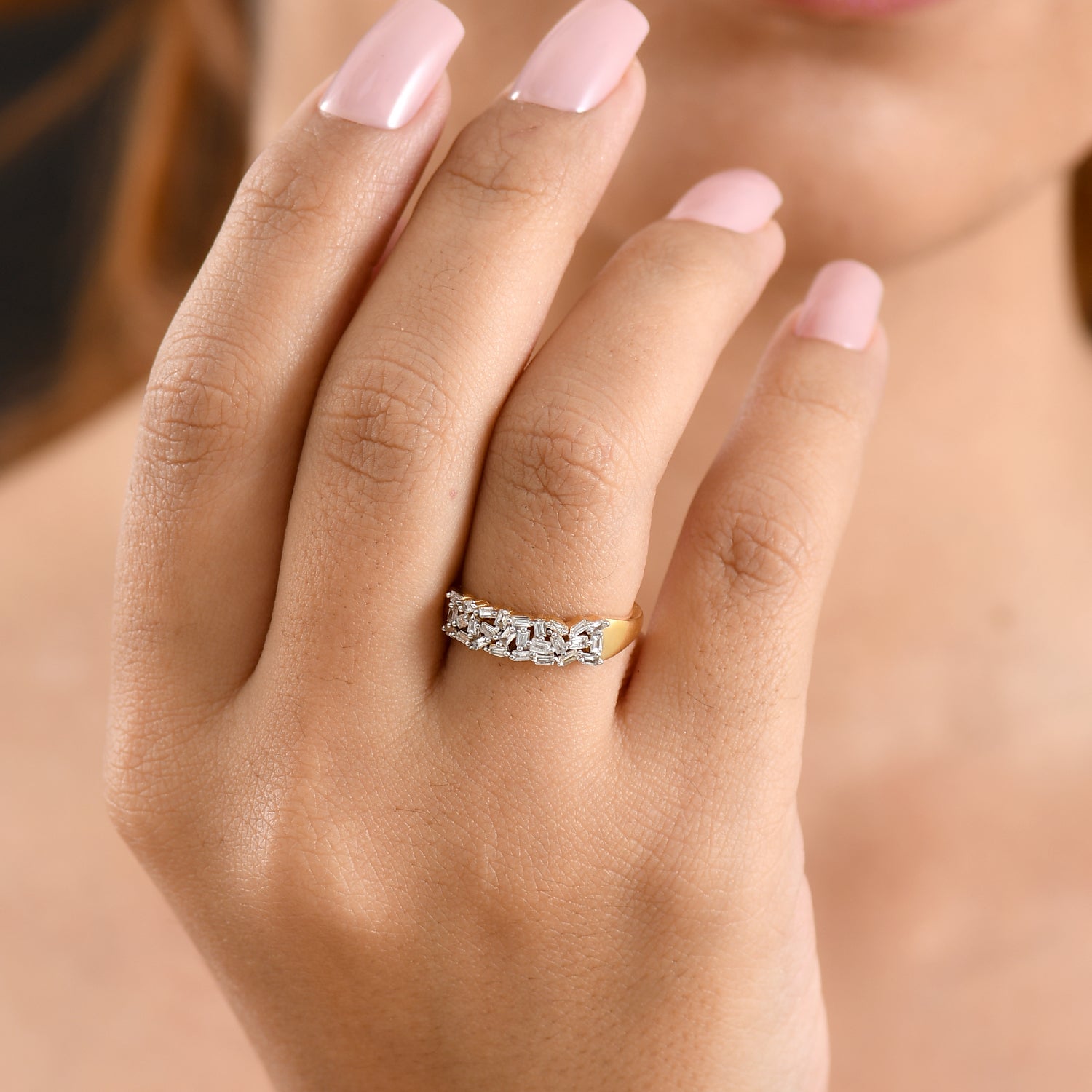 LUXURIANT DIAMOND - Lab Grown Diamant SI-GH Ring 925 Silber 750 Gelbgold vermeil (Größe 20.00) ca. 0,27 ct