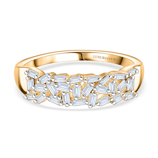 LUXURIANT DIAMOND - Lab Grown Diamant SI-GH Ring 925 Silber 750 Gelbgold vermeil (Größe 18.00) ca. 0,27 ct