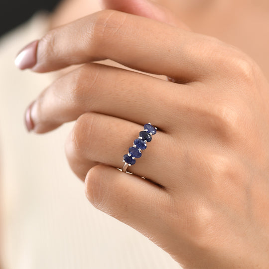 LUXURIANT DIAMOND - AA Masoala Saphir (Fissure gefüllt), Lab Grown Diamant Ring 925 Silber Rhodiniert (Größe 18.00) ca. 1,82 ct