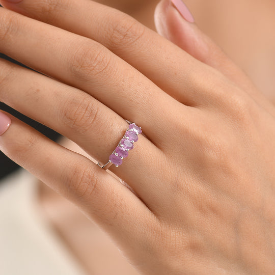 LUXURIANT - AA Ilakaka Rosa Saphir (Fissure gefüllt), Lab Grown Diamant Ring 925 Silber Rhodiniert (Größe 18.00) ca. 1.89 ct