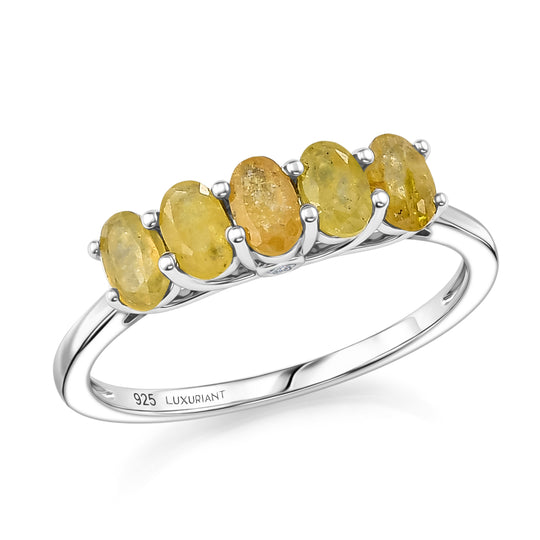 LUXURIANT - AA Fissure gefüllt gelber Saphir, Lab Grown Diamant Ring 925 Silber Rhodiniert (Größe 21.00) ca. 1.74 ct
