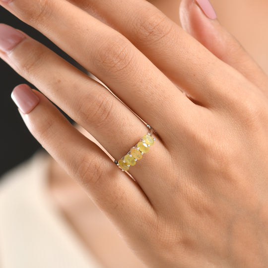 LUXURIANT - AA Fissure gefüllt gelber Saphir, Lab Grown Diamant Ring 925 Silber Rhodiniert (Größe 18.00) ca. 1.74 ct