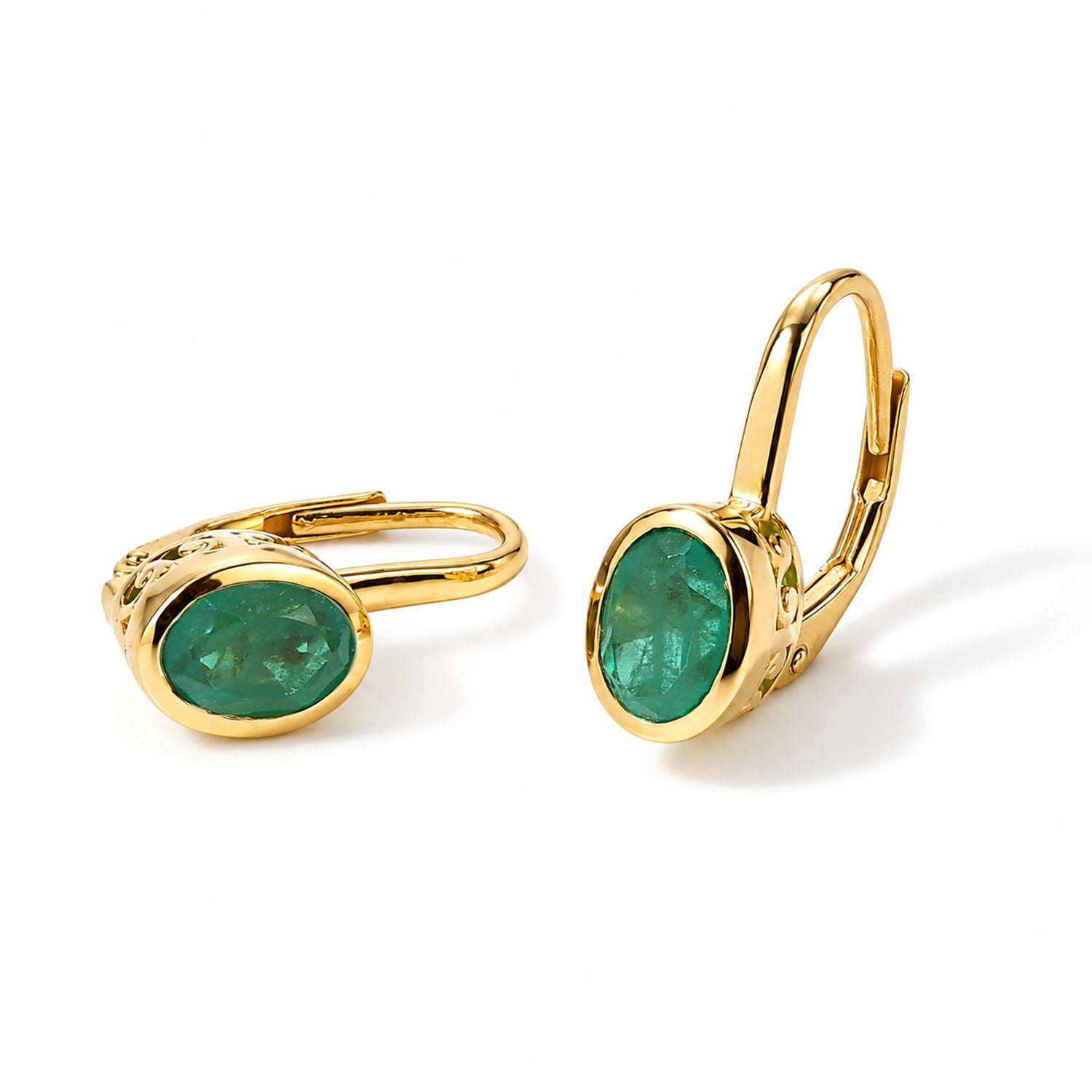 D'Joy Smaragd-Quarz Triplette Ohrringe 925 Silber Gold ca. 2,03 ct.