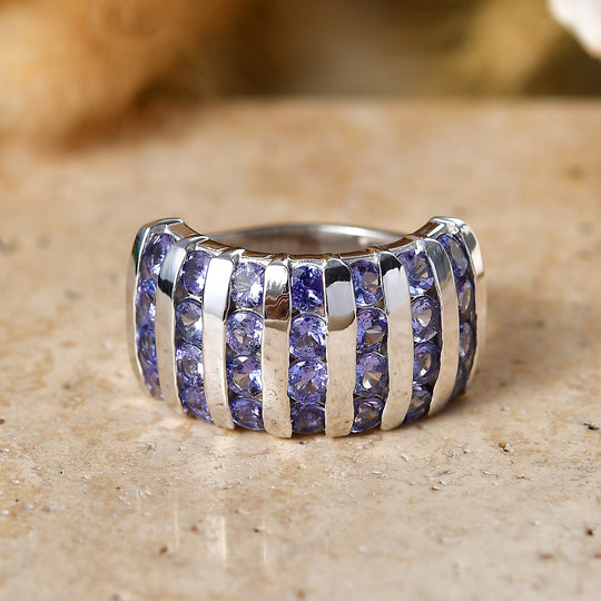 D'Joy AA Tansanit Ring 925 Silber Rhodiniert (Größe 21.00) ca. 3,44 ct