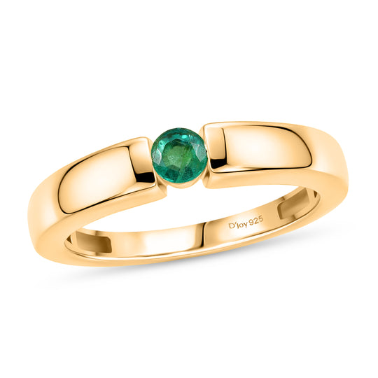 D'Joy AAA Kagem Sambischer Smaragd Ring 925 Silber 750 Vergoldet (Größe 20.00) ca. 0.25 ct