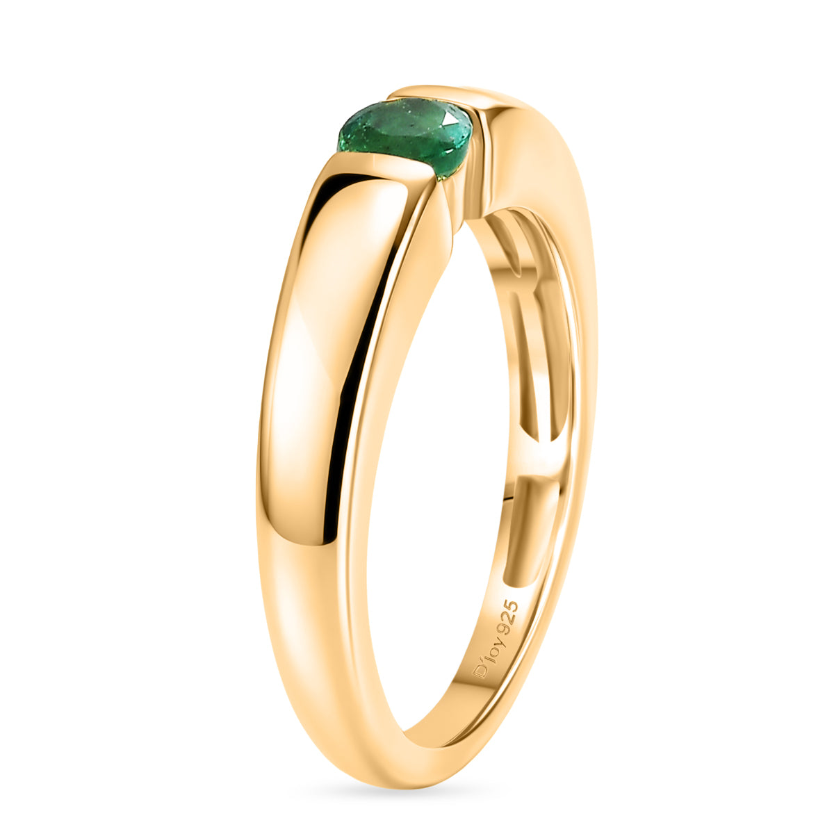 D'Joy AAA Kagem Sambischer Smaragd Ring 925 Silber 750 Vergoldet (Größe 18.00) ca. 0.25 ct