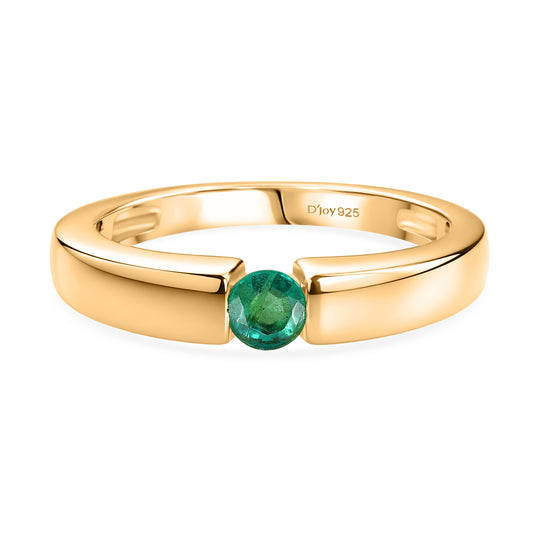 D'Joy AAA Kagem Sambischer Smaragd Ring 925 Silber 750 Vergoldet (Größe 20.00) ca. 0.25 ct