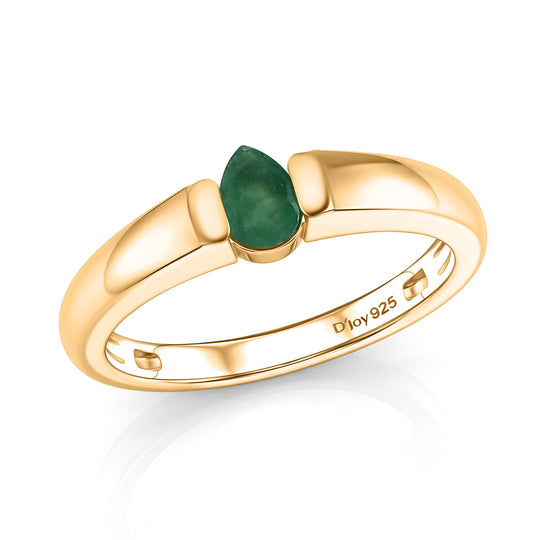 D'Joy AAA Kagem Sambischer Smaragd Ring 925 Silber 750 Vergoldet (Größe 18.00) ca. 0.28 ct