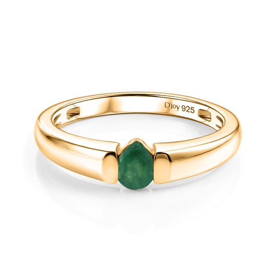 D'Joy AAA Kagem Sambischer Smaragd Ring 925 Silber 750 Vergoldet (Größe 18.00) ca. 0.28 ct