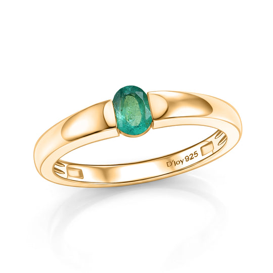 D'Joy AAA Kagem Sambischer Smaragd Ring 925 Silber 750 Vergoldet (Größe 21.00) ca. 0.33 ct