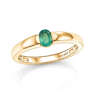 D'Joy AAA Kagem Sambischer Smaragd Ring 925 Silber 750 Vergoldet (Größe 17.00) ca. 0.33 ct