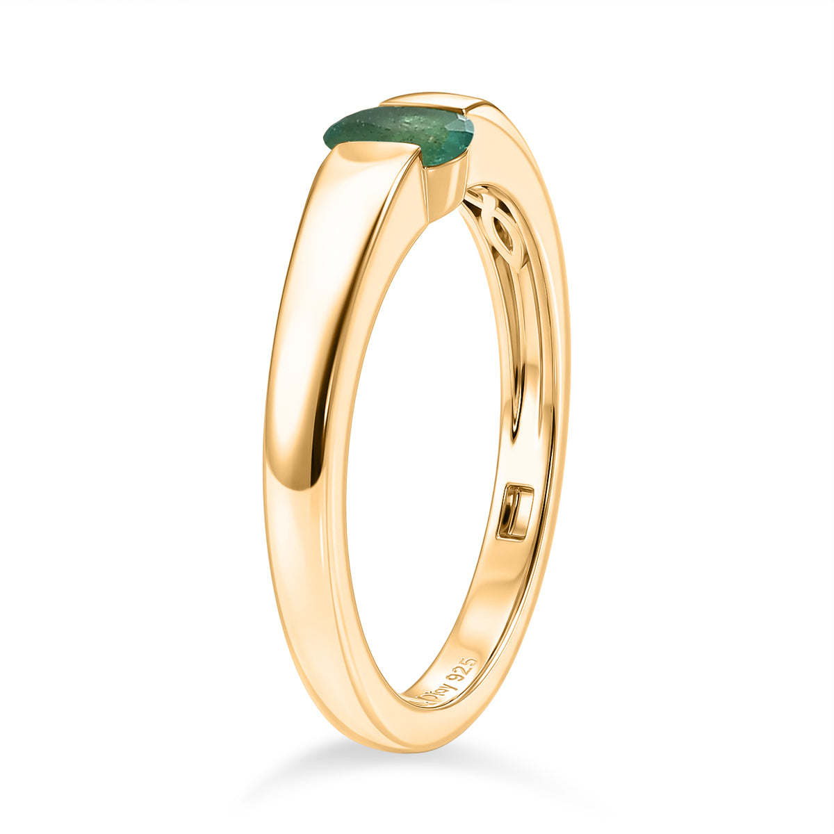 D'Joy AAA Kagem Sambischer Smaragd Ring 925 Silber 750 Vergoldet (Größe 17.00) ca. 0.33 ct