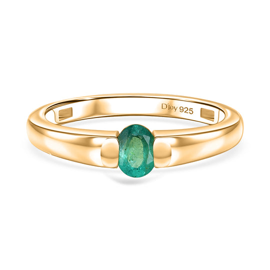 D'Joy AAA Kagem Sambischer Smaragd Ring 925 Silber 750 Vergoldet (Größe 21.00) ca. 0.33 ct