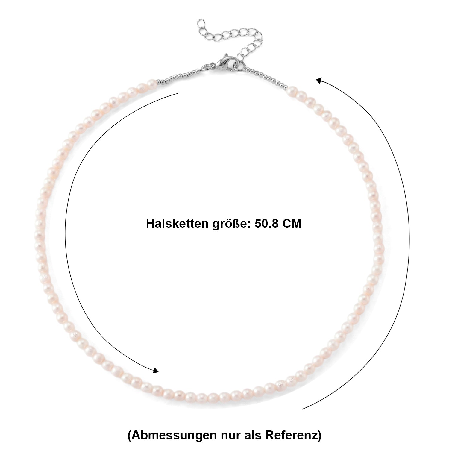Weiße Süßwasser Perle (3-5 mm) Halskette, ca. 45 cm + 5 cm Extender, 316L Edelstahl