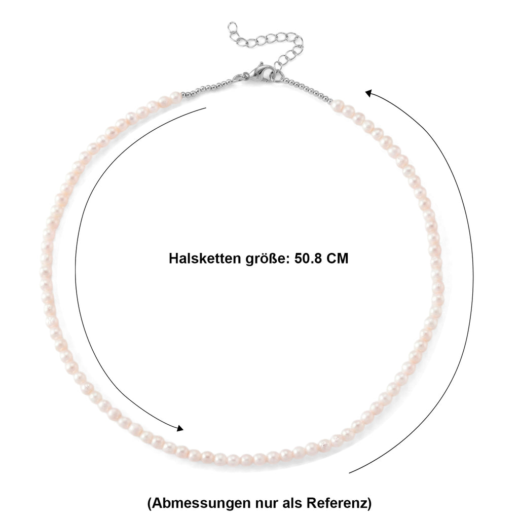 Weiße Süßwasser Perle (3-5 mm) Halskette, ca. 45 cm + 5 cm Extender, 316L Edelstahl