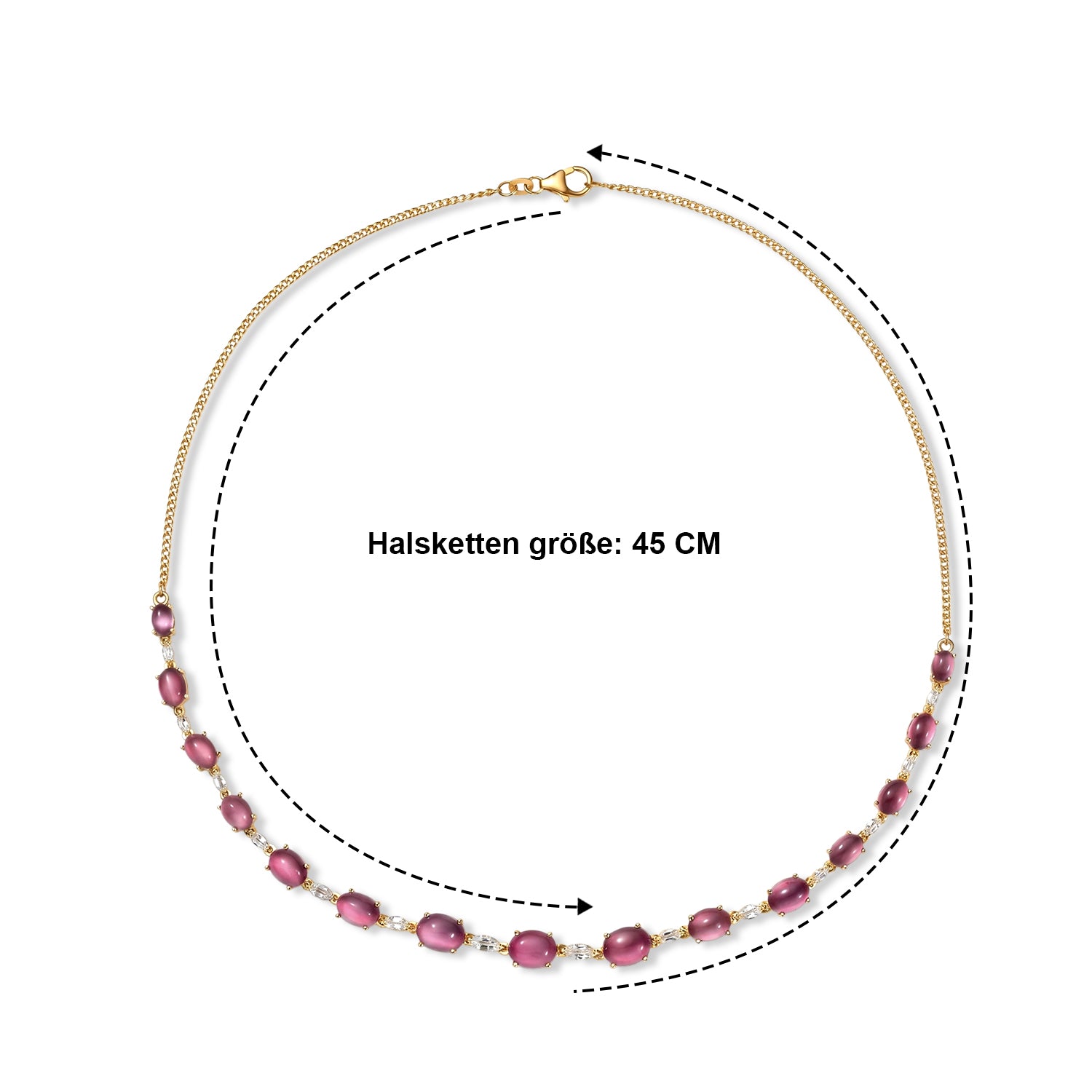 D'Joy Flamingo Mondstein Halskette ca. 45 cm 925 Silber 750 Gelbgold vermeil ca. 18,90 ct.