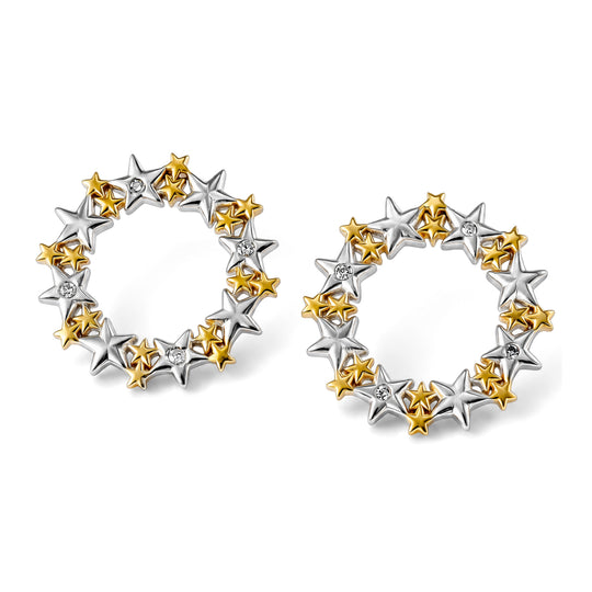 LUXURIANT DIAMOND - Lab Grown Diamant SI-GH Ohrringe 925 Silber Rhodiniert und 750 Gelbgold Vermeil ca. 0,10 ct