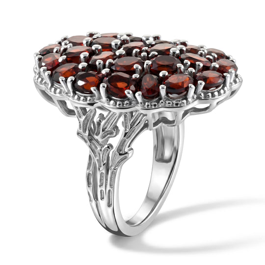 EverTrue roter Granat und Zirkon Cluster Cocktail Ring, Bronze mit Platin E-Bechichtung - 6,51 ct.