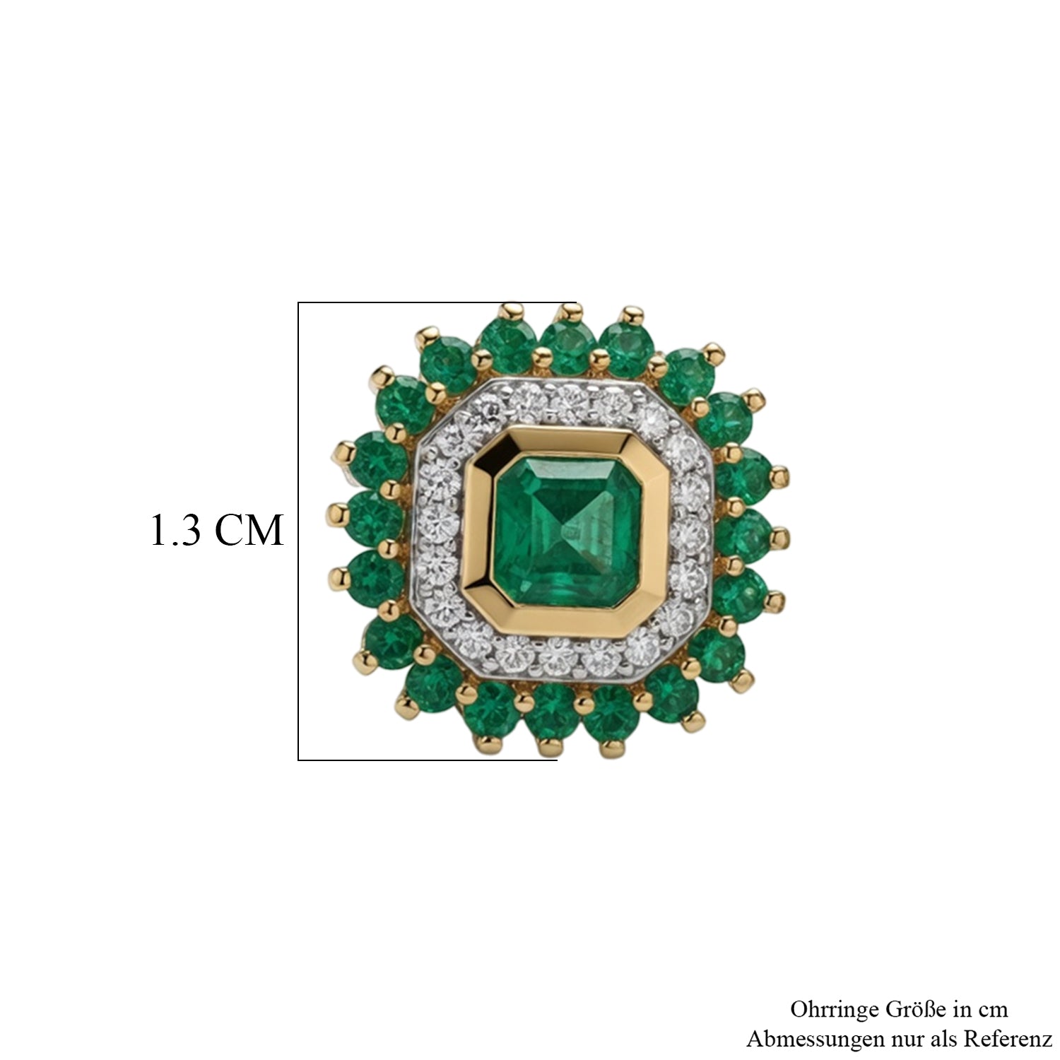 D'Joy AAA Kagem Sambischer Smaragd Ohrringe 925 Silber 750 Gelbgold vermeil ca. 1.76 ct