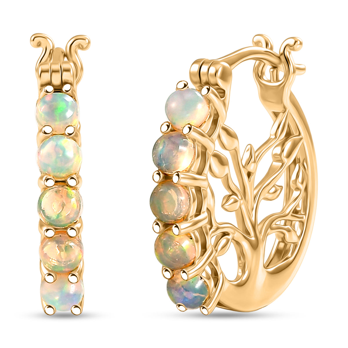 D'Joy AA Natürlicher, äthiopischer Welo Opal Ohrringe 925 Silber 750 Gelbgold vermeil ca. 1,00 ct.