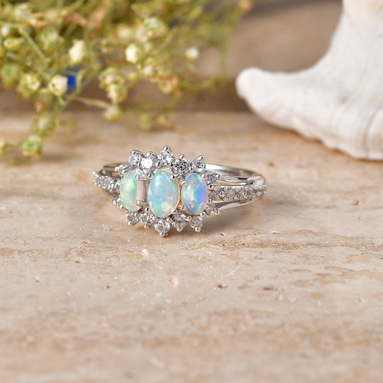 D'Joy AA Natürlicher, äthiopischer Welo Opal Ring 925 Silber Rhodiniert (Größe 20.00) ca. 1,61 ct