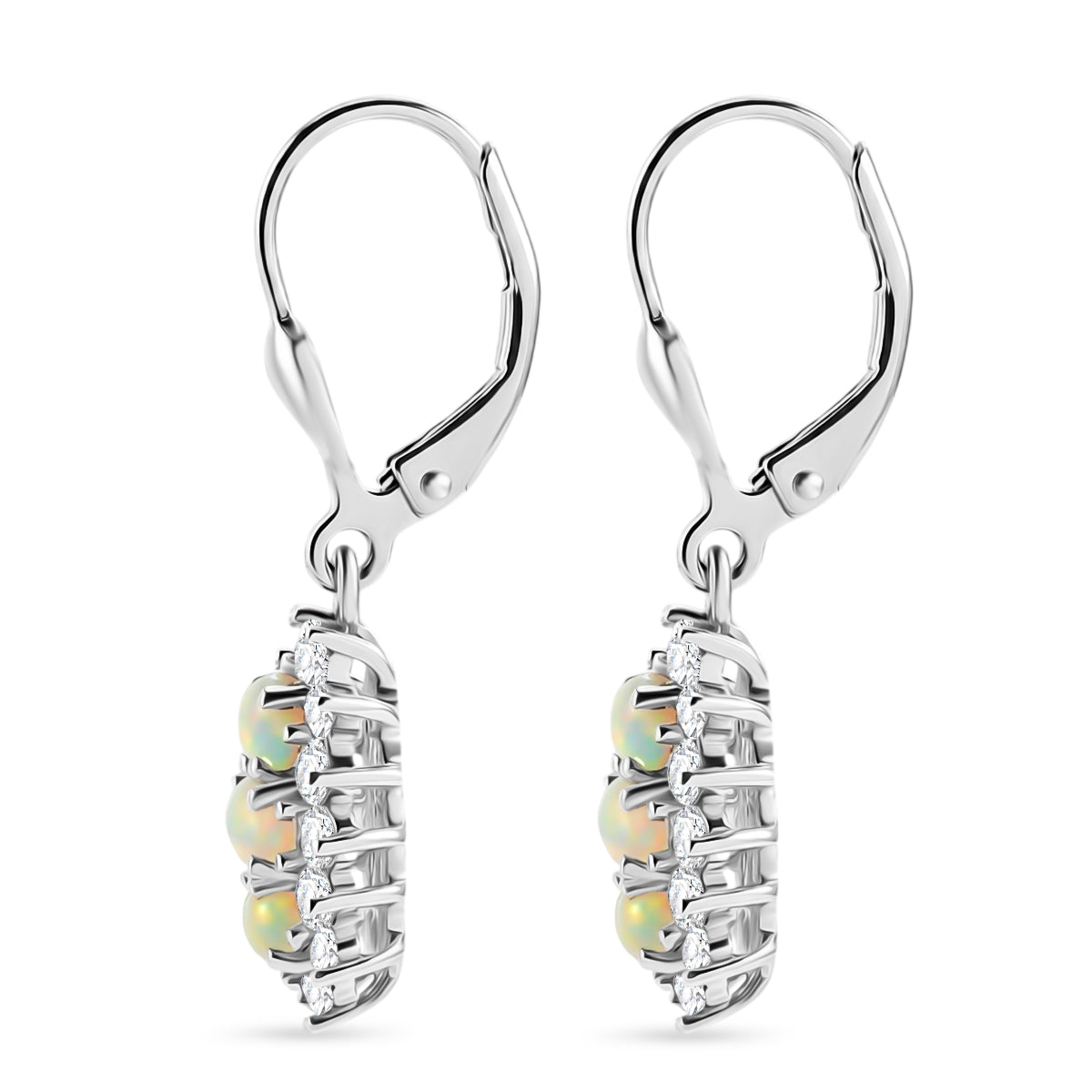 D'Joy AA Natürlicher, äthiopischer Welo Opal Ohrringe 925 Silber Rhodiniert ca. 2.53 ct