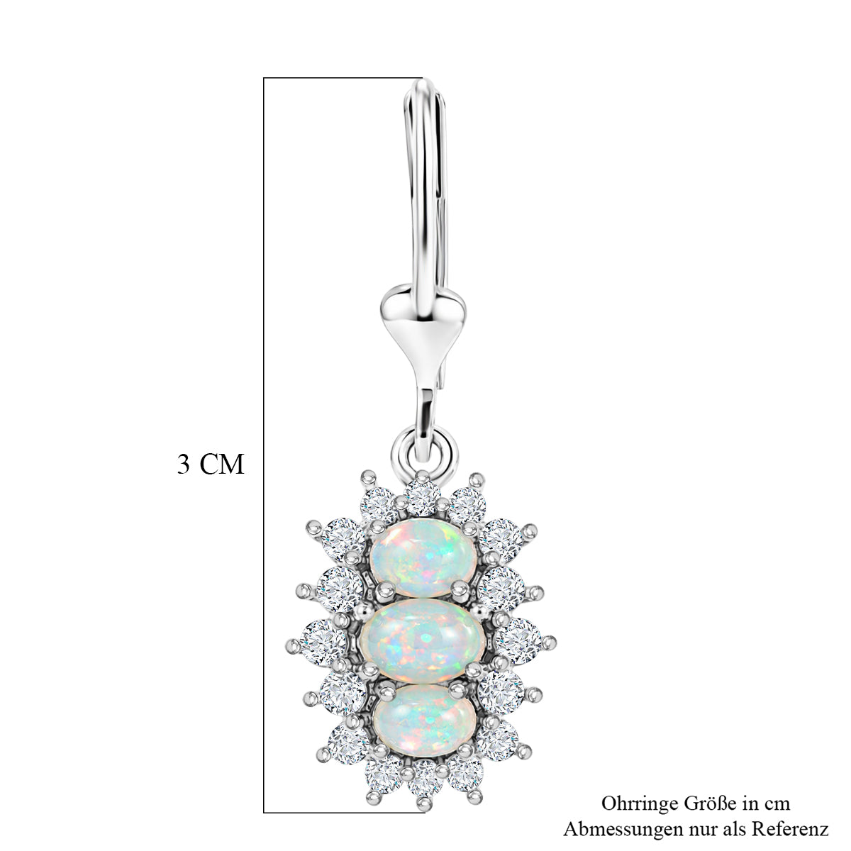 D'Joy AA Natürlicher, äthiopischer Welo Opal Ohrringe 925 Silber Rhodiniert ca. 2.53 ct