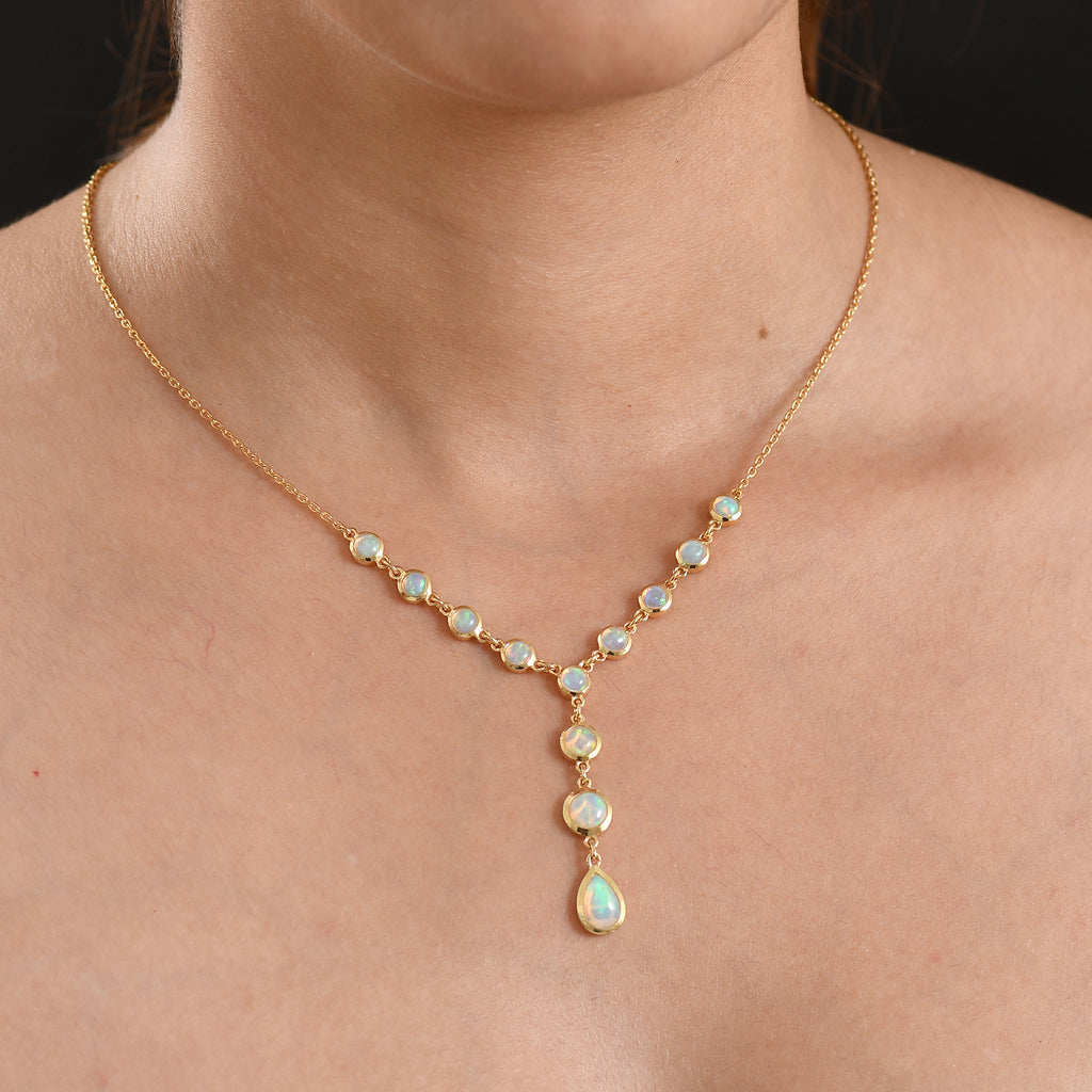 D'Joy AA Natürlicher, äthiopischer Welo Opal Halskette ca. 45 cm 925 Silber 750 Gelbgold vermeil ca. 3,35 ct.
