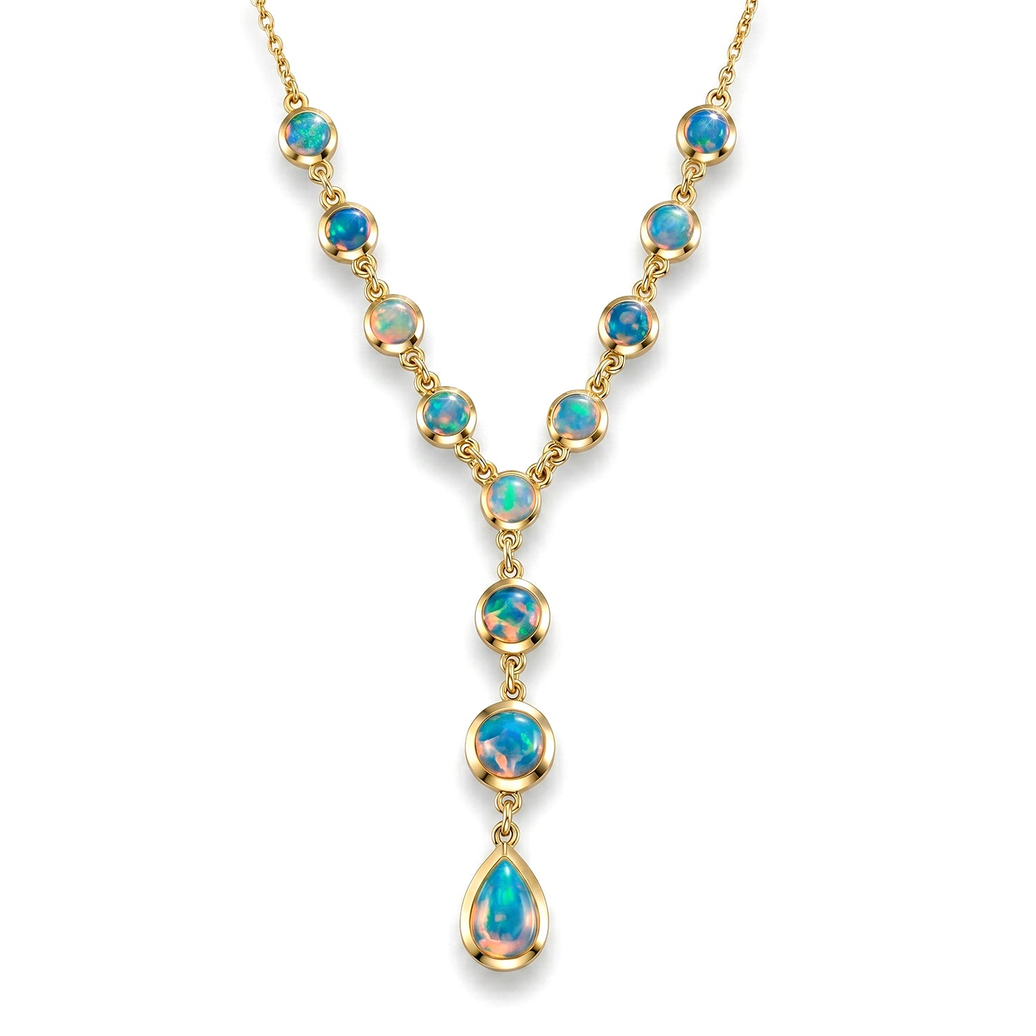 D'Joy AA Natürlicher, äthiopischer Welo Opal Halskette ca. 45 cm 925 Silber 750 Gelbgold vermeil ca. 3,35 ct.