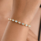 D'Joy AA Natürlicher, äthiopischer Welo Opal Armband ca. 19 cm 925 Silber 750 Gelbgold vermeil ca. 7,04 ct.