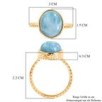 EVER TRUE AA Larimar Ring Nickelfreies Messing 750 Vergoldet (Größe 20.00) ca. 5,94 ct