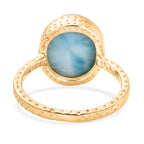 EVER TRUE AA Larimar Ring Nickelfreies Messing 750 Vergoldet (Größe 20.00) ca. 5,94 ct