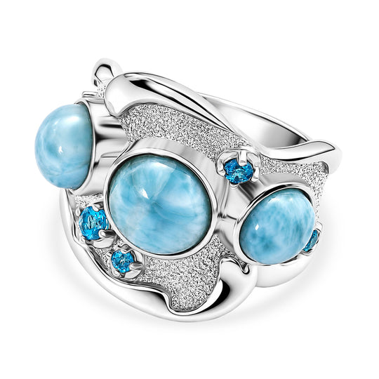 EVER TRUE Larimar Ring Nickelfreies Messing (Größe 20.00) ca. 6,97 ct