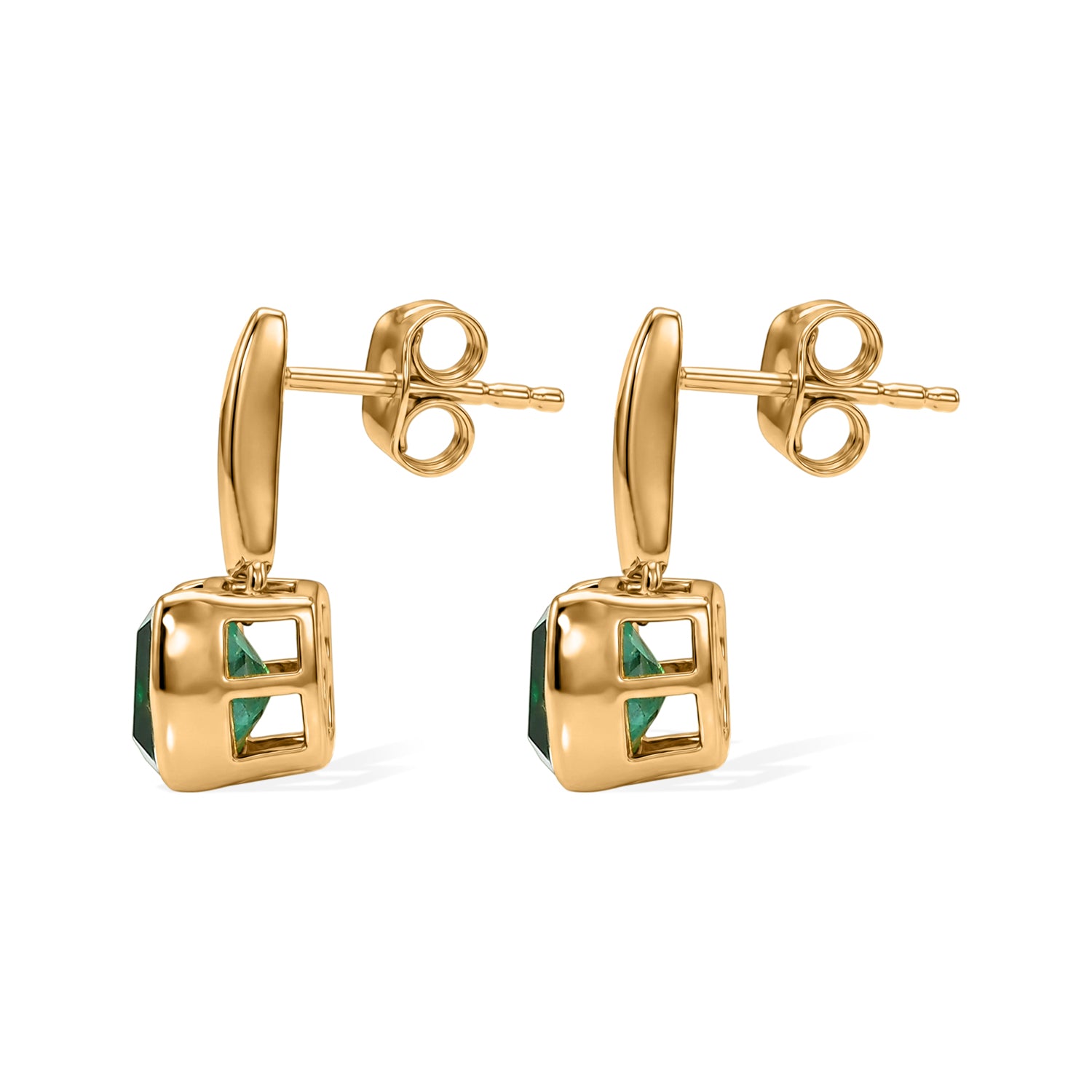 D'Joy Smaragd-Quarz Triplette Ohrringe 925 Silber Gold ca. 3,70 ct.
